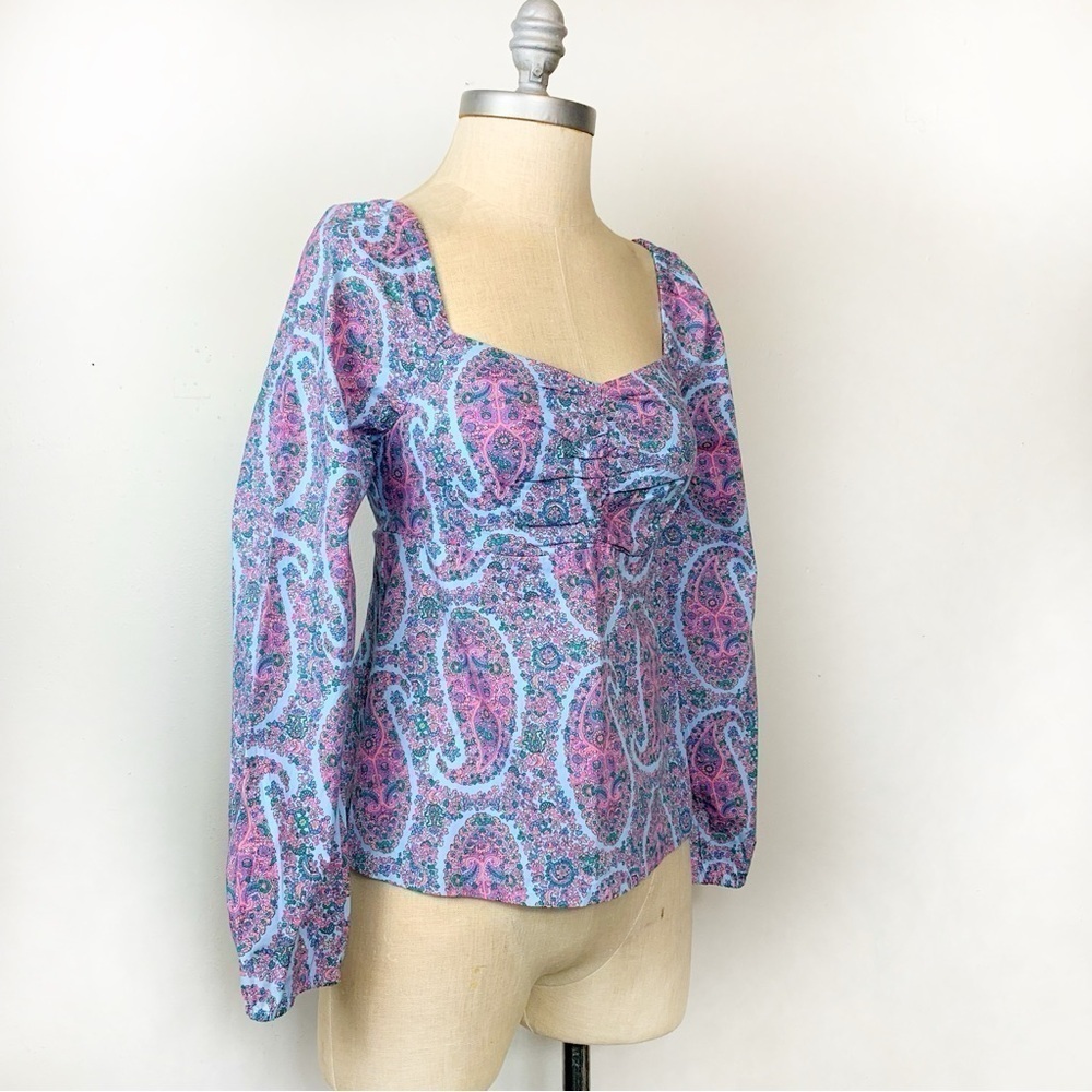 J. Crew Paisley Sweetheart Neckline Top size 2